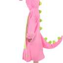 T-Rex Dinosaur Costume Hoodie Dress for Girls 4 to10 Years - Cute Dino Outfit with Hood for Halloween & Parties