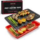 AVIEUS Grill Prep and Serve Trays | Set of 2 Stackable, Melamine Trays | Serving Tray & Marinating Tray | Serving Platter for Plating Food & BBQ Prep Tub for Marinating Meats | Grill Accessories |