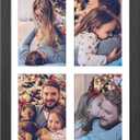 9x13 Collage Frame with 4 Openings 4X6 Pictures, Multiple Picture Frame with Mat, Wall or Tabletop Decor, Black Wood Grain (1 Pack)