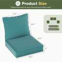 Aoxun Replacement Cushions for Outdoor Furniture, 4-Piece Outdoor Cushions for Patio Furniture, Deep Seat, Waterproof & Fade Resistant Couch Cushion for 4-Seat Patio Conversation Sets, Sky Blue