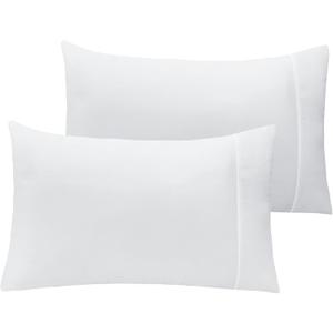 LuxClub Collection Pillowcases 2 Pack - Eco Friendly Wrinkle Free Cooling Pillow Cases with Satin Trim - Machine Washable Hotel Bedding Silky Soft - White Standard/Queen