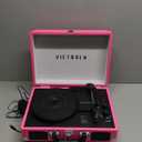 Victrola Journey Bluetooth Portable Suitcase Record Player  with Built-in Speakers, 3 Speed Vinyl Record Player, RCA Out, Headphone Jack (Pink)