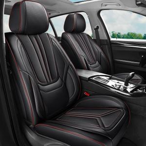 Car Seat Covers Full Set Black and Red line, Premium Leather Car Seat Covers, Waterproof and Breathable Seat Covers, Universal Car Seat Protector Fit for Cars, Trucks, SUVs, Pick-ups