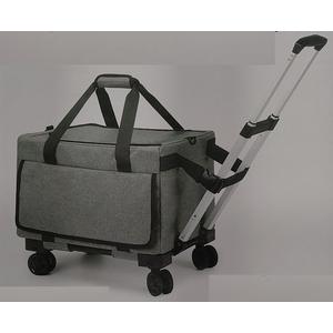 Pecute Cat Carrier with Wheels, Steel Wire Frame Cat Carrier, Stable Pet Trolley Bag for Cats, Pet Handbag and Stroller, Portable Cat Carrier Bag for Car Travel Bus Subway, Grey