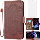 Asuwish Compatible with Motorola Moto Edge 2021/MotoEdge 5G UW Wallet Case and Tempered Glass Screen Protector Leather Flip Credit Card Holder Stand Cell Phone Cover for MotoEdge5GUW Women Men Brown