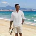 COOFANDY Men's Casual Henley Shirts Long Sleeve Band Collar Lightweight Beach Shirts Summer T-Shirts (White, S)