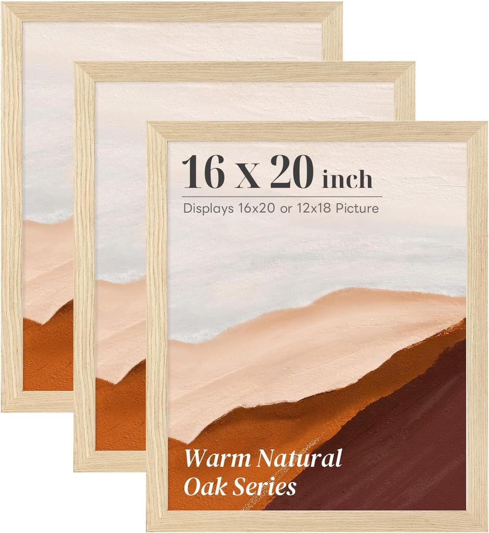 3 Pack 16x20 Frames 16x20 Poster Frame Natural Light Oak Solid Wood