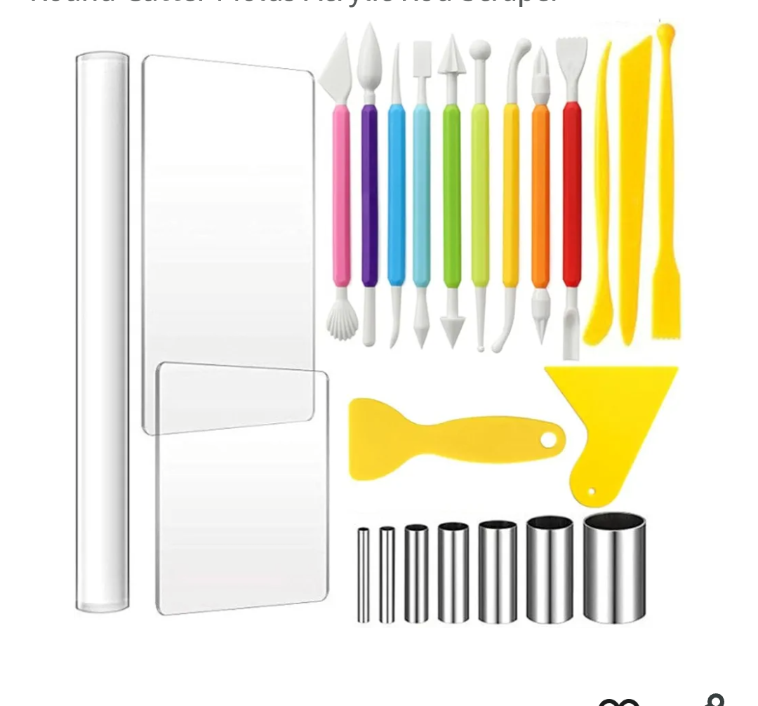 Polymer Clay Tools 24 Sets Clay Pottery Carving Round Cutter Molds Acrylic Rod Scraper