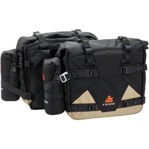Tusk Pilot Pannier Bags with Bottle Holders (Black/Tan)