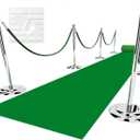 Green Carpet Runner for Party, 2.6X15ft, 130GSM Felt Non-Woven with Double-Sided No Traces Adhesive Sticke, Aisle Runner for Wedding, Movie Theme Party Decos, Green Runway Rug for Prom