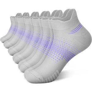 PAPLUS Ankle Compression Socks for Women 6 Pairs, Running Socks with Heel Tab, Cushioned Low Cut Athletic Socks (Large-X-Large)