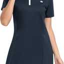 MoFiz Women's Golf Tennis Dress Sports Polo Dress Short Sleeve Quick Dry Casual Workwear Button (Blue, M)