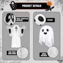 KatchOn, Hanging Ghosts Halloween Decor - Pack of 10 | Xtralarge Indoor Halloween Hanging Decorations, Ghost Garland Decorations, Paper Lanterns, Hanging Paper Fans | Spooky Hanging Decorations (White and Orange)