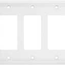 Henne Bery Sunken Pearls Heavy Duty Decorative Wall Plate Switch Plate Outlet Cover (Triple Decorator, White)