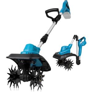 Tiller Cultivator Compatible with Makita 18V Battery (Tool Only),500 RPM Cordless Brushed Garden Rototiller,9’’ W× 7’’ D Electric Soil Rototiller,Foldable Soil Tilling Tool for Gardening/Soil Turning