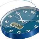 TIMESS Wall Clock, 12" Dial Non-Ticking Silent Battery Operated Analog with LCD Display for Perpetual Calendar and F Temperature, Ideal Modern Home, Bedroom, Kitchen, Office Decor (Blue)