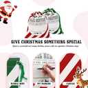 2 Pack Large Embroidered Santa Sack, Personilized Christmas Santa Bags Reusable Large Canvas Gift Bag with Drawstring for Xmas Package Storage and Party Supplies Favors (Signature Christmas)