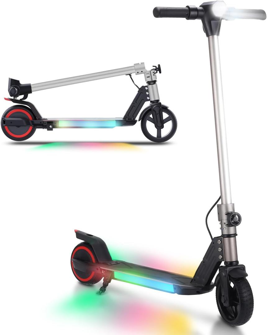 BIIST Foldable Electric Scooter for Kids, with LED Front Head Lights, Bar Lights, Shining Pedal Lights, LED Display, Dual Brakes 150W Motor Kids Electric Scooter UL2272 Approved