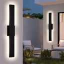 2 Pack 32'' Modern Black Outdoor Wall Lights, LED Exterior Wall Sconces, 5CCT Dimmable Linear Wall Lights, IP65 Waterproof Outdoor Light Fixtures for Garage, Porch, Front Door