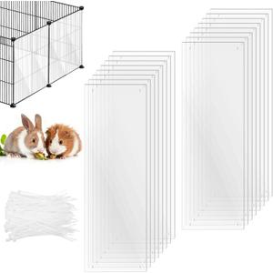 16Pcs Pet Cage Liner Protection, 144.5 Clear Plastic Pet Cage Guard Liners Guinea Pig Cages Side Lining Cages Urine Guard for Rabbit, Guinea Pig, Hamster, Hedgehog, Chinchilla, Ferret, Bunny
