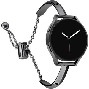 CrocSee Stainless Steel Band Compatible with Samsung Galaxy Watch 7 6 5 4 40mm 44mm/Watch 6 Classic 43mm 47mm/Watch 4 Classic 42mm 46mm/Watch 5 Pro 45mm, Slim Minimalism Bangle Bracelet for Women (Black)