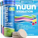 Nuun Hydration Electrolyte Tablets - Sodium, Potassium, Chloride, Calcium, Magnesium, 1g & 0g Sugar Drink Mix | Vegan, Gluten Free, Non-GMO | Complete Pack, Mixed Flavors, 4 Pack (40 Total Servings) (EXP 12/01/25)