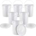 United Solutions 5-Gallon Heavy-Duty Buckets with Snap-On Lids, 6-Pack BPA-Free, Food-Grade Plastic, Multi-Purpose Storage for Home, DIY, and Job Sites White