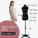 Dress Forms for Sewing, Black Female Mannequin Adjustable Size 6-14, Pin able Model Body with 13 Dials & 360 Degree Hem Guide, Up to 75" Height Adjustable for Clothing Display