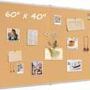 Double-Sided Large Cork Board, 60" x 40" Foldable Hanging Aluminum Framed Bulletin Board, Vision Board Pin Board Corkboards for Walls, Office, School Decor