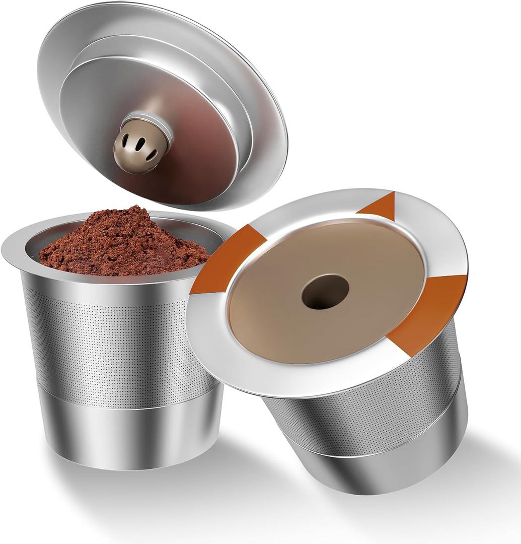 Reusable K Cups Coffee Filters for Keurig: Stainless Steel K Cups Coffee Pods Compatible 1.0 & 2.0 Coffee Makers Machine (2 Pack)