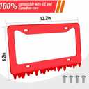 Timtin 1 Sets Red Acrylic License Plate Frame Cover with Screws, Fits Standard 6" x 12" Inches Car Plate, Transparent Universal Car Tag Frame Holder Accessories