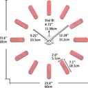 VANGOLD Frameless Wall Clock, 3D Modern Trend Wall Clocks for Living Room Decor, DIY Large Wall Clock Easy to Install Silent and Size Adjustable, Suitable for Kitchen, Farmhouse, Bedroom (Red)