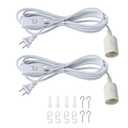Light Socket with Cord, Plug in Hanging Light Kit, Extension Hanging Lantern Cord Cable UL 9.8ft E26 E27 Socket On/Off Switch Plug in Pendant Lighting, for Living Room Bedroom 2 Pack (White)