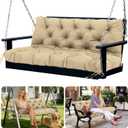 Porch Swing Cushions Replacement 60 inch with Backrest Extra Thick 5" Waterproof 3 Seater Swing Cushions for Outdoor Furniture Patio Bench (Khaki 60x40x5inch)