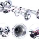 Amarine Made 12v Marine Boat Horn 125db Stainless Steel Dual Trumpet Horn for Ship Truck RV Trailer, Low and High Tone, 18-1/2"