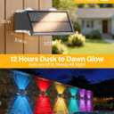 Solar Fence Lights Outdoor, 100LM Fence Lights Solar Powered, 9 Color Modes, Up and Down LED Focused Beam, 12H Dusk to Dawn Glow for Pool/Patio/Wall/Backyard - 2 Pack, Matte Black
