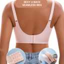 Womens Deep V Bras Wireless Comfortable Bra Supportive No Underwire Bras Tshirt Push Up Bralettes Plunge Seamless Bra (Pink, XXL)