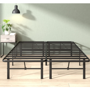 Zinus Rumi 14in Queen Metal Bed Frame, Quick Assembly SmartBase® Mattress Foundation, Heavy Duty Sturdy Steel with No Box Spring Needed, Eco-Friendly Packaging, Black, Queen (79.5"L x 59.5"W x 14"H)
