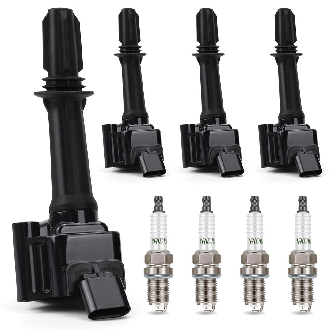 Ignition Coil Pack UF802 & Iridium Spark Plugs Compatible with 2016-2019 Chevy Cruze 2016-2022 Chevy Malibu 2018-2022 Equinox & 2018-2020 GMC Terrain & 2016-2022 Buick Encore, 1.4L 1.5L (Set of 4)