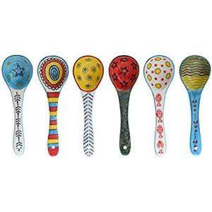 Ceramic Soup Spoons Set of 6–Mutilpurpose for Soup/Cereal/Ramen/Stews | Vibrant Design, Lead-Free & Dishwasher Safe | 6.25" Cute Decorative Spoons for Kitchen & Gifts