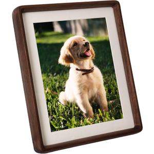 8x10 Picture Frame Wood with Mat, Natural Solid Walnut Wooden Photo Frames with Tempered Glass for Hanging or Tabletop Displaying Horizontally or Vertically