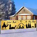 Christmas Banner Night Nativity Banner Holy Scene Decor Backdrop 78x17 Inches Festive Holiday Party Wall Decor Outdoor Indoor Welcome Banner Wall Hanging for Party Decoration Supplies