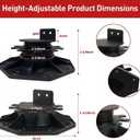 50-Pack Black Shed Base, Deck Blocks Foundation Base Support, Height Adjustment Range from 1-3/16" to 2-3/8", Adjustable Deck Support for Deck Floor Platform Joist Beam Support