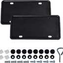 Silicone License Plate Frame 2 Pack, Anti-Scratch Black License Plate Frame Brackets, Anti-Rattle Durable Universal Holder for US Standard Vehicles Front & Rear Protector