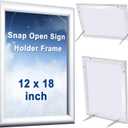 Blulu 2 Pcs Silver, 12 x 18 Inch, Front Load Easy Open Snap Frame Poster/ picture Frame, Metal Frame, Snap Open Sign Holder Frame, Wall Mount or Tabletop