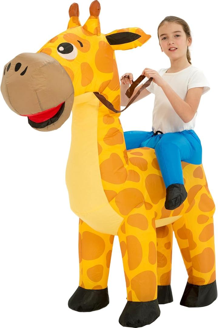 One Casa Blow Up Costume,Inflatable Costumes for Kids,Ride On Giraffe Costume,Halloween Costumes for Girls/Boys (4-6YRS)