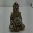 Nacome Meditating Buddha Statue with Solar Light,Zen Solar Garden Buddha with Cracked Glass Ball Sculpture-Indoor/Outdoor Decor for Balcony,Garden,Patio,Porch Yard Art Ornament,10.5 inch(Gold)