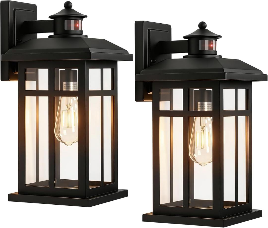 Brilvibera 2-Pack 16" Large Black Outdoor Wall Light