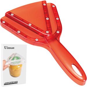 Uinxan Jar Opener for Weak Hands & Seniors with Arthritis, Manual Handheld Lid Opener for Bottle Screw Caps, Patented Kitchen Gadgets (Red)