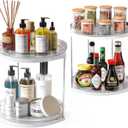 2 Pack 2 Tier Turntable Organizer, Removable Spice Rack for Cabinet, Makeup Skincare Organizer for Vanity, Large Rotating Lazy Susan for Kitchen, Pantry, Countertop, Bathroom